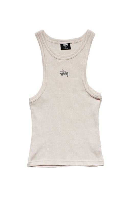 Stussy Womens Graffiti Rib Cutaway Tanks White - LYAEM7691